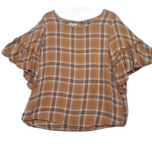 Maurice’s Women’s Peasant Blouse Mustard Plaid Size L